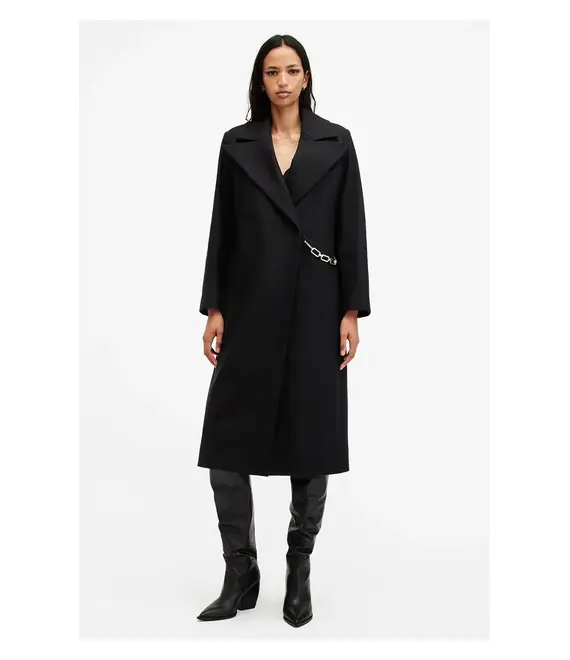 Μάλλινο παλτό AllSaints SIMONE χρώμα: μαύρο, W052OB