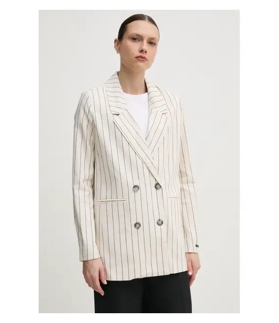 Λινό πανωφόρι Pepe Jeans HANNAH χρώμα: μπεζ, PL402589