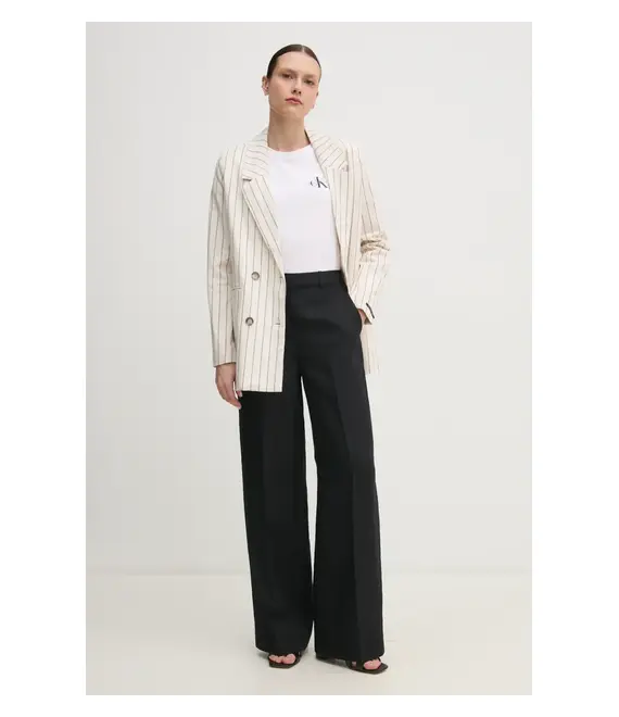 Λινό πανωφόρι Pepe Jeans HANNAH χρώμα: μπεζ, PL402589