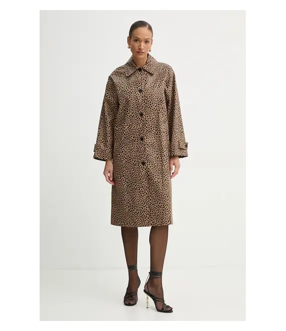 Βαμβακερό παλτό MICHAEL Michael Kors χρώμα: καφέ, MR520H7GUC