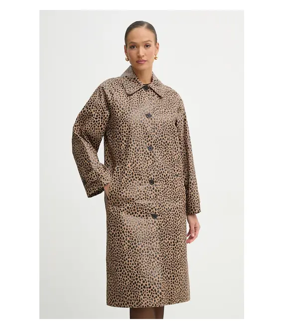 Βαμβακερό παλτό MICHAEL Michael Kors χρώμα: καφέ, MR520H7GUC