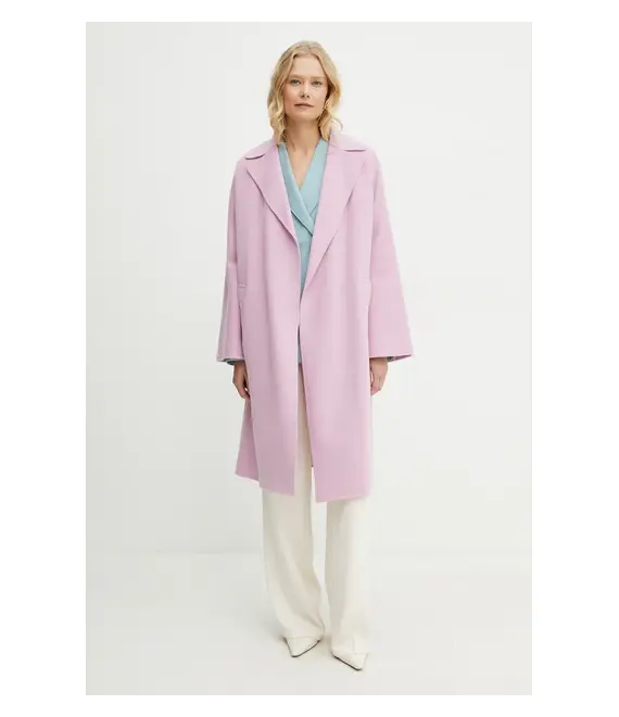 Μάλλινο παλτό Weekend Max Mara γυναικείο, χρώμα: ροζ, 2515011011600