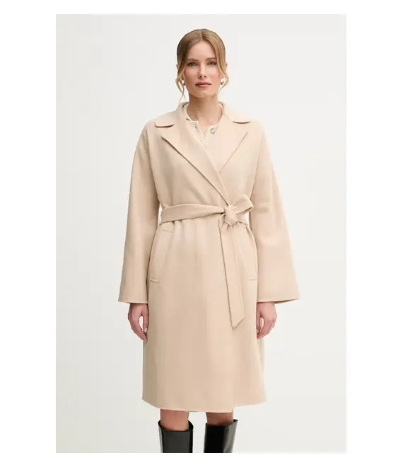 Μάλλινο παλτό Weekend Max Mara γυναικείο, χρώμα: μπεζ, 2515011011600