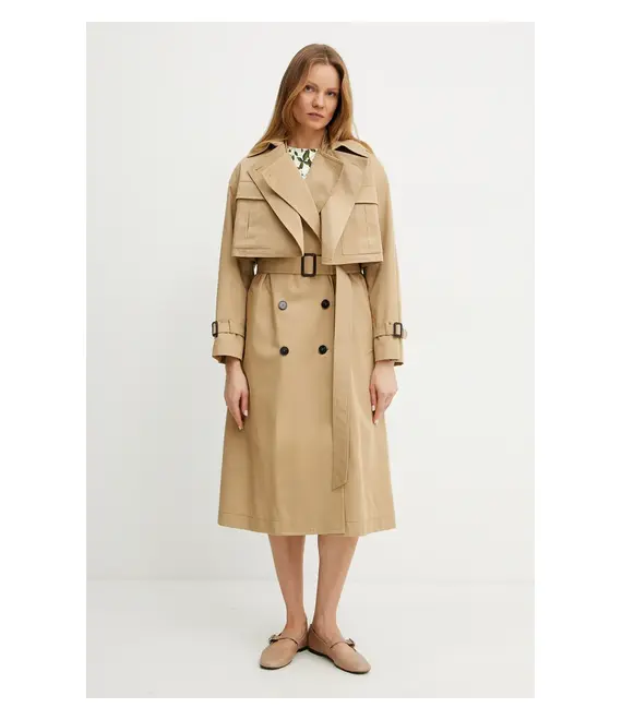 Βαμβακερό παλτό Weekend Max Mara χρώμα: καφέ, 2515071011600