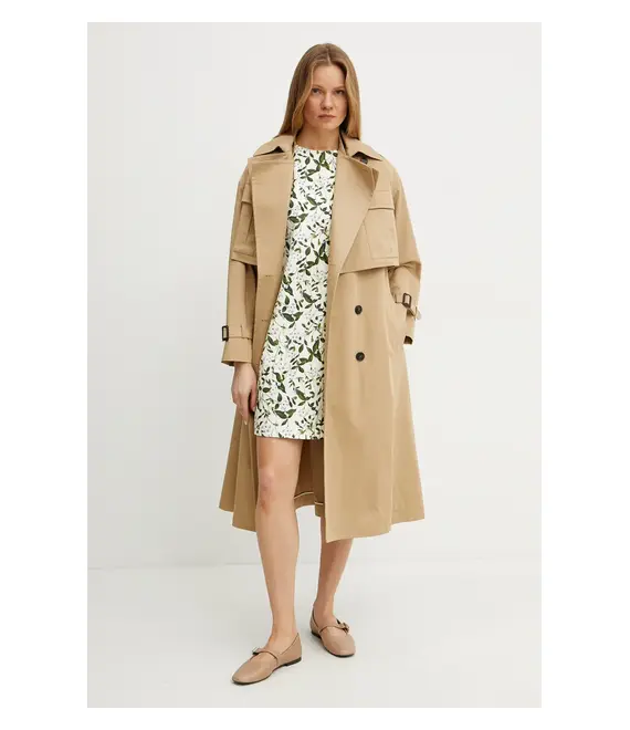 Βαμβακερό παλτό Weekend Max Mara χρώμα: καφέ, 2515071011600