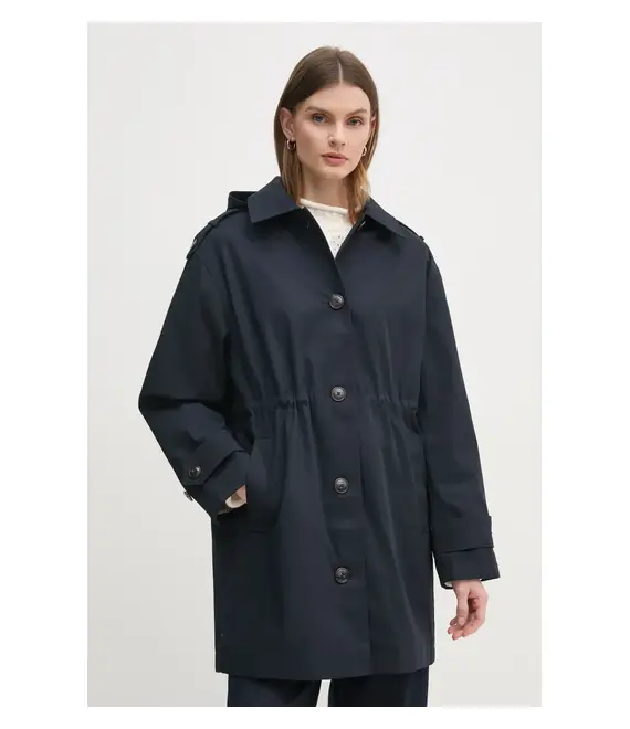Παλτό Tommy Hilfiger χρώμα: ναυτικό μπλε, WW0WW43742
