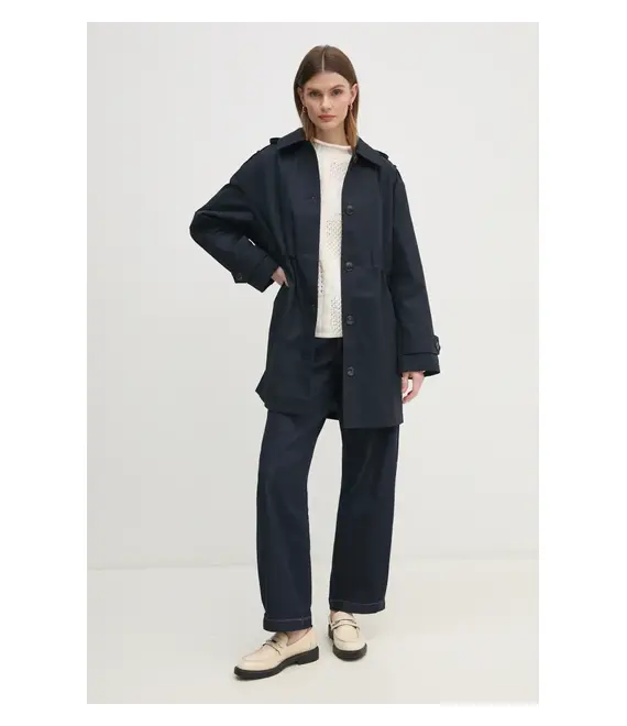 Παλτό Tommy Hilfiger χρώμα: ναυτικό μπλε, WW0WW43742