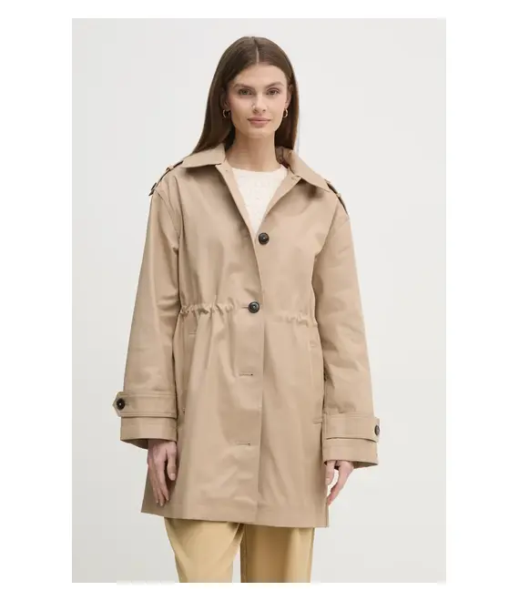 Παλτό Tommy Hilfiger χρώμα: μπεζ, WW0WW43742