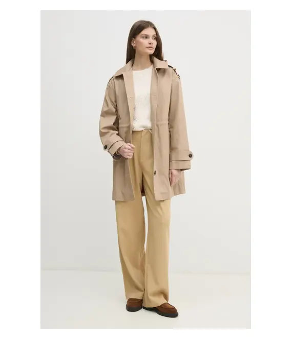Παλτό Tommy Hilfiger χρώμα: μπεζ, WW0WW43742