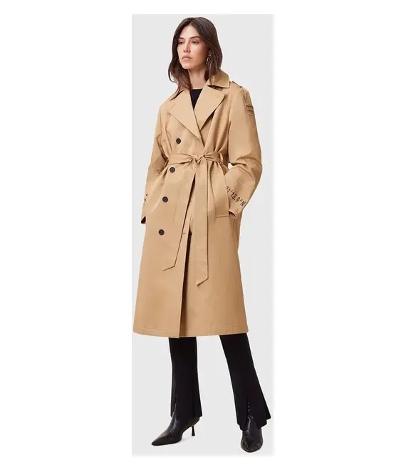 Βαμβακερή καμπαρντίνα AllSaints DEMMI χρώμα: καφέ, W027OC