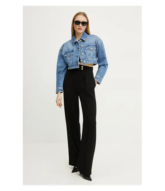 Βαμβακερό τζιν μπουφάν Elisabetta Franchi χρώμα: μπλε, BJ35N51E2