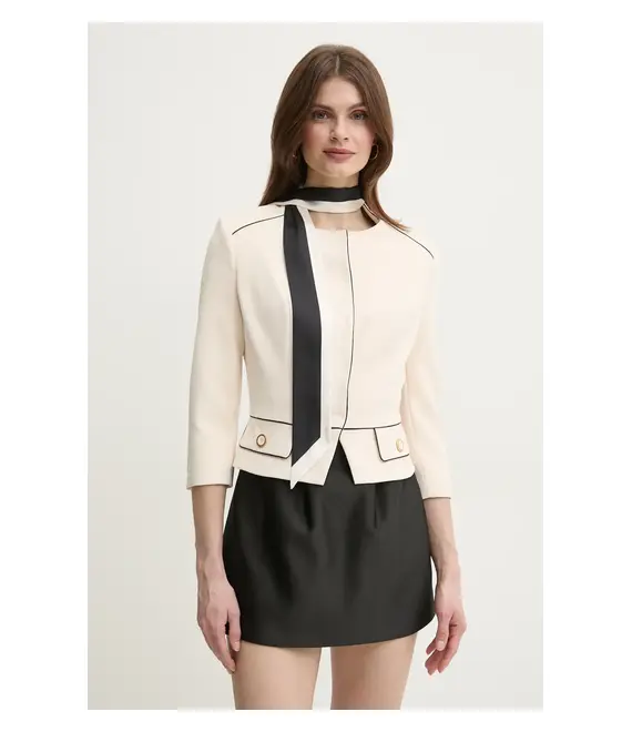 Σακάκι Elisabetta Franchi χρώμα: μπεζ, GIT5151E2