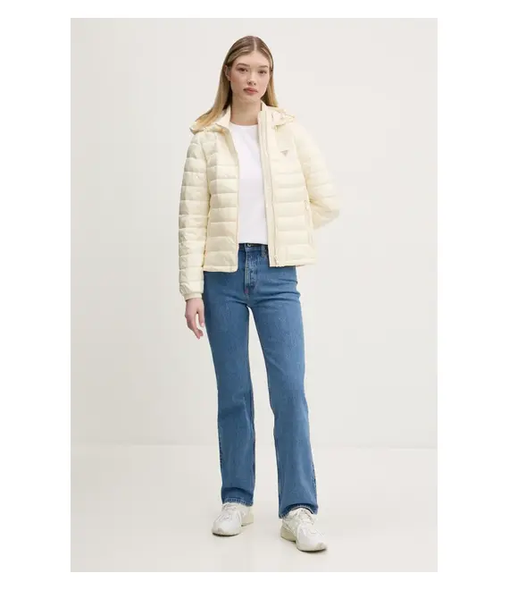 Μπουφάν Guess Jeans χρώμα: μπεζ, W5RL99 WHAB2
