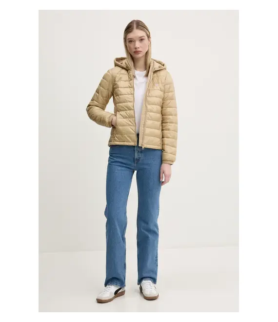 Μπουφάν Guess Jeans χρώμα: μπεζ, W5RL99 WHAB2