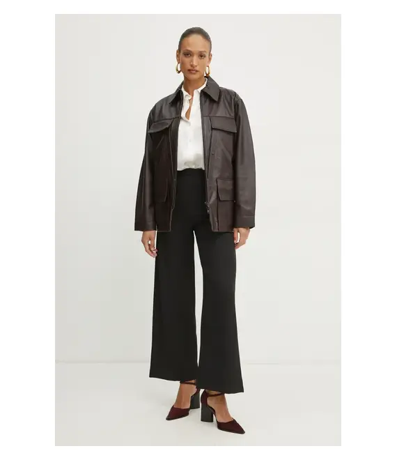 Δερμάτινο μπουφάν Victoria Beckham χρώμα: καφέ, 1125LJK006091A