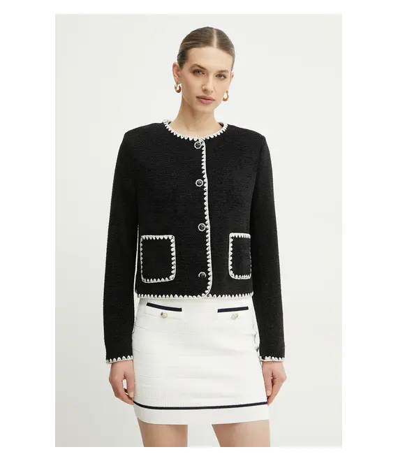 Σακάκι Guess LUCILLA χρώμα: μαύρο, W5RN20 WGVQ2