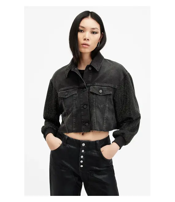 Βαμβακερό μπουφάν AllSaints ANDERS χρώμα: μαύρο, W117PB
