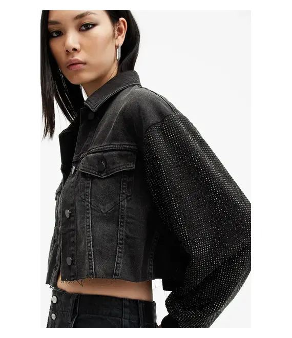 Βαμβακερό μπουφάν AllSaints ANDERS χρώμα: μαύρο, W117PB