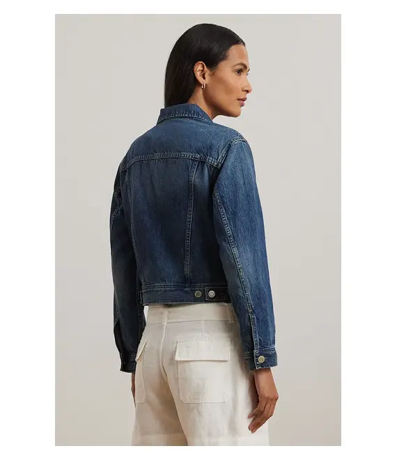 Βαμβακερό τζιν μπουφάν Lauren Ralph Lauren χρώμα: μπλε, 200963856