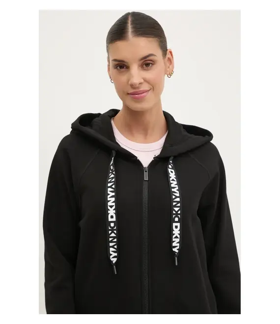Μπλούζα Dkny χρώμα: μαύρο, με κουκούλα, DP5J9510