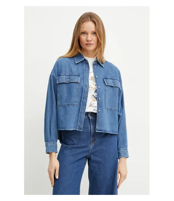 Τζιν πουκάμισο Weekend Max Mara χρώμα: μπλε, 2515111151600