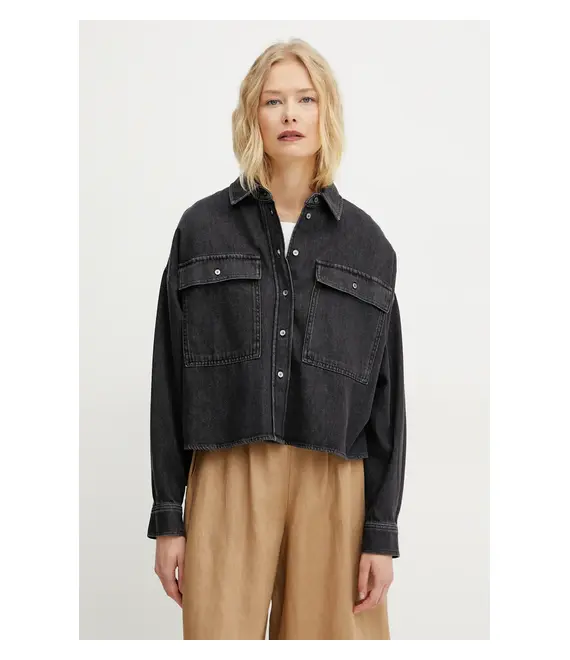Τζιν πουκάμισο Weekend Max Mara χρώμα: μαύρο, 2515111151600