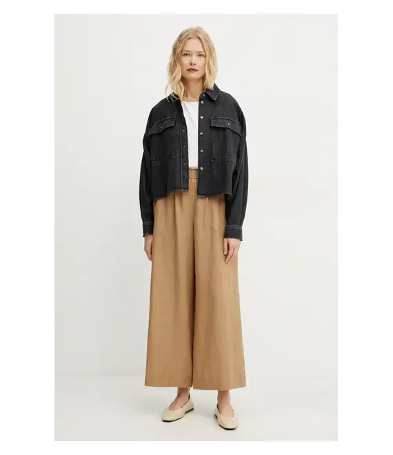 Τζιν πουκάμισο Weekend Max Mara χρώμα: μαύρο, 2515111151600