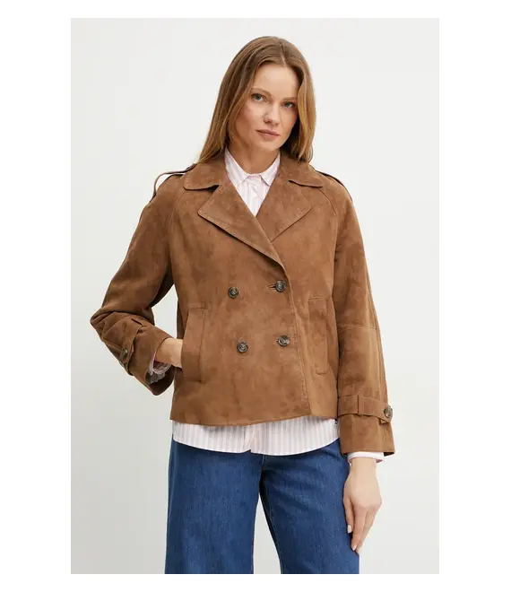 Δερμάτινο μπουφάν Weekend Max Mara χρώμα: καφέ, 2515441051600