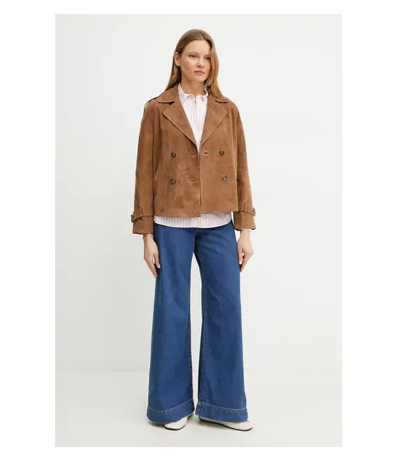Δερμάτινο μπουφάν Weekend Max Mara χρώμα: καφέ, 2515441051600