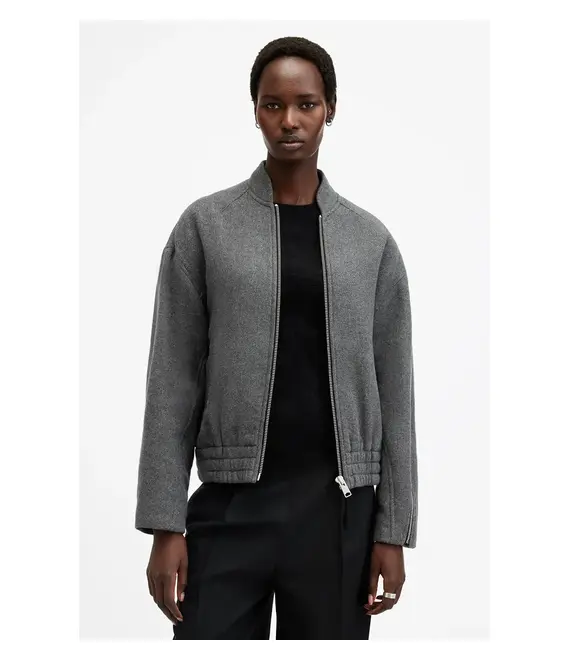 Bomber μπουφάν από μαλλί AllSaints HACKNEY χρώμα: γκρι, W012OB