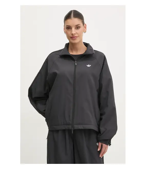 Μπουφάν adidas Originals WOVEN TT ZIP χρώμα: μαύρο, JX9204