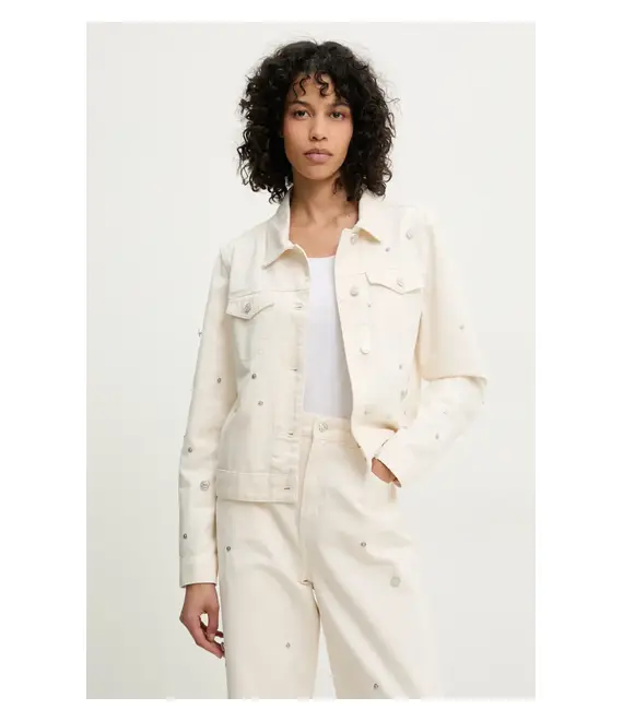 Βαμβακερό μπουφάν Moschino Jeans χρώμα: μπεζ, 0507 3718
