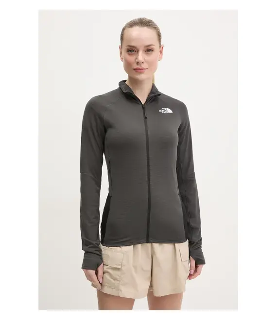 Αθλητική μπλούζα The North Face Bolt Polartec γυναικεία, χρώμα: γκρι, NF0A8BT0MN81