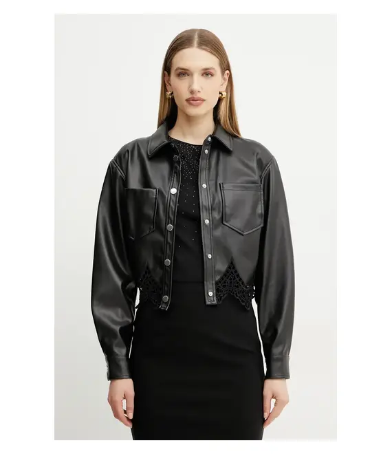 Μπουφάν Guess CLOTHILDE χρώμα: μαύρο, W5GL22 WH6P0