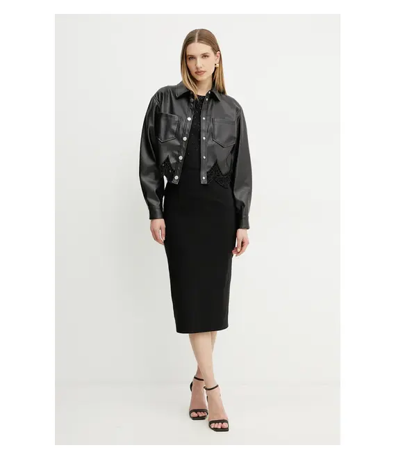Μπουφάν Guess CLOTHILDE χρώμα: μαύρο, W5GL22 WH6P0