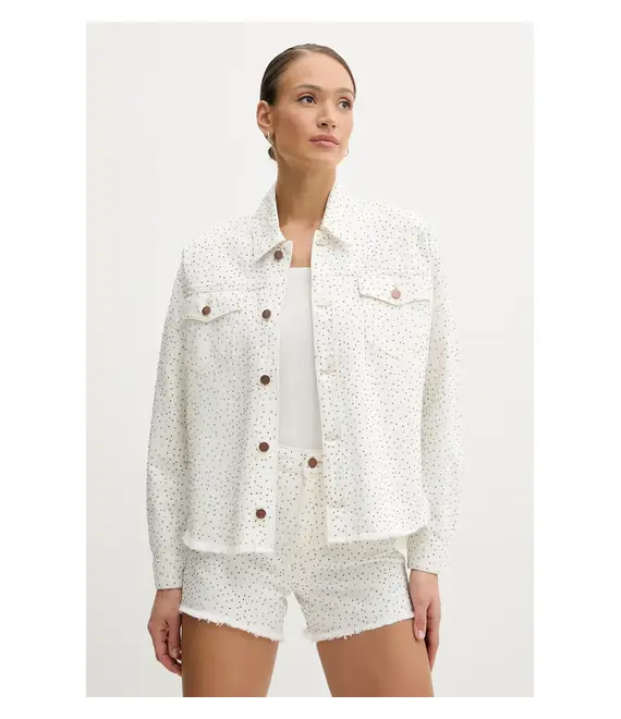 Βαμβακερό μπουφάν Guess χρώμα: άσπρο, W5GN90 D5N91