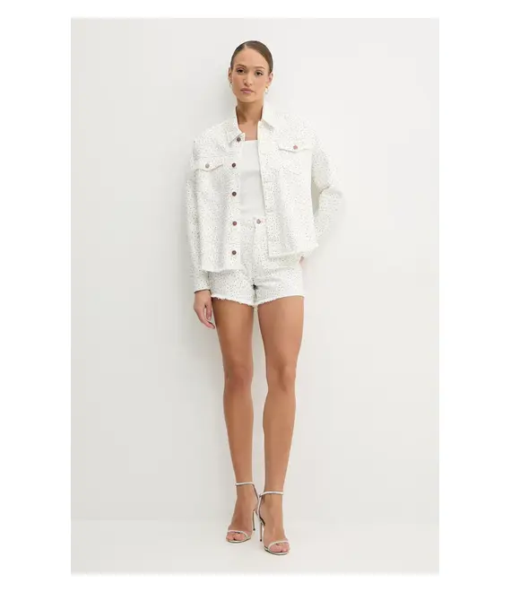 Βαμβακερό μπουφάν Guess χρώμα: άσπρο, W5GN90 D5N91