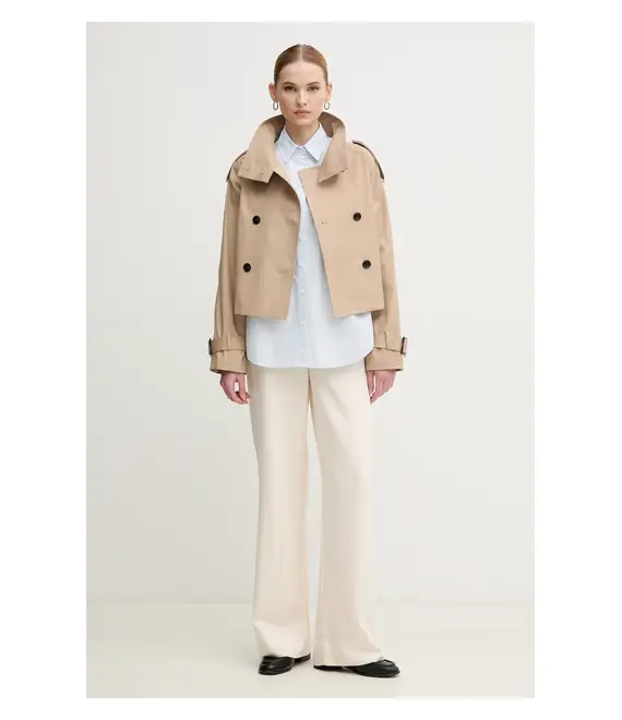 Βαμβακερό μπουφάν Tommy Hilfiger χρώμα: μπεζ, WW0WW43933