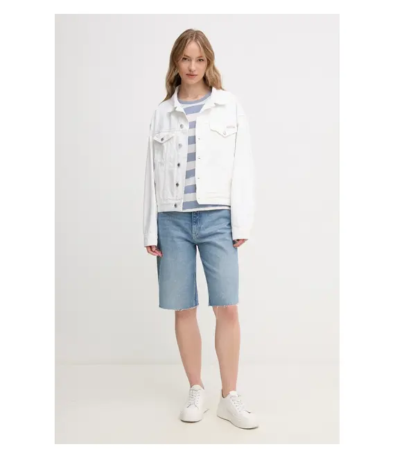 Βαμβακερό μπουφάν Calvin Klein Jeans χρώμα: άσπρο, J20J225181
