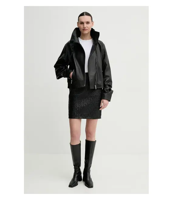 Δερμάτινo jacket Won Hundred χρώμα: μαύρο, 3589-16026