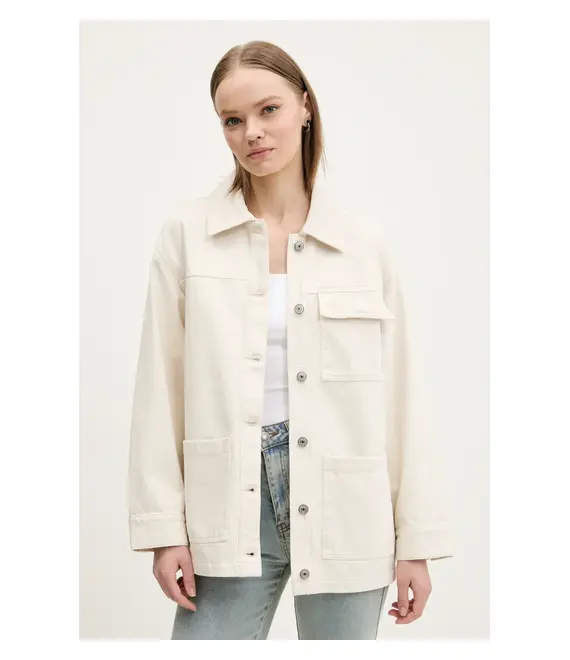 Βαμβακερό μπουφάν Abercrombie & Fitch χρώμα: μπεζ, KI144-5062