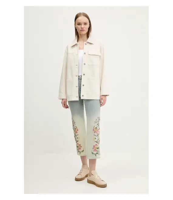 Βαμβακερό μπουφάν Abercrombie & Fitch χρώμα: μπεζ, KI144-5062