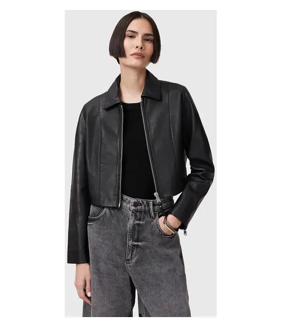 Δερμάτινο μπουφάν AllSaints ALMA χρώμα: μαύρο, W007LC