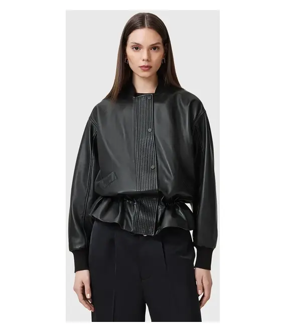 Δερμάτινο μπουφάν AllSaints SOFI χρώμα: μαύρο, W126LB