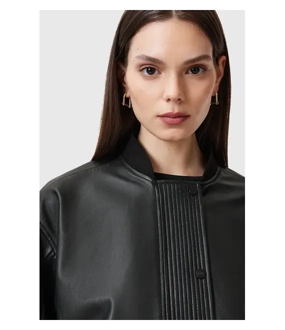 Δερμάτινο μπουφάν AllSaints SOFI χρώμα: μαύρο, W126LB
