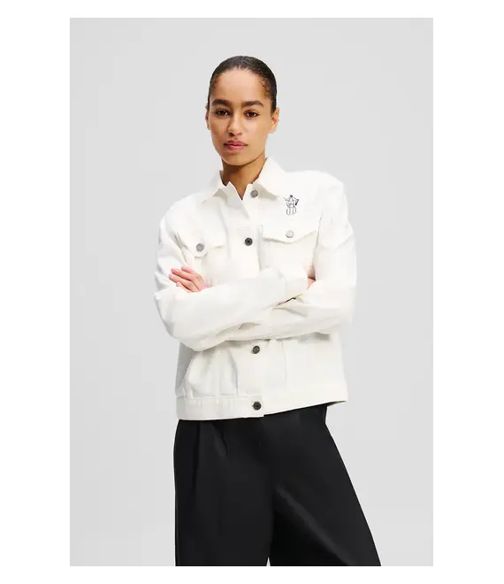 Βαμβακερό τζιν μπουφάν Karl Lagerfeld χρώμα: άσπρο, A2W14028
