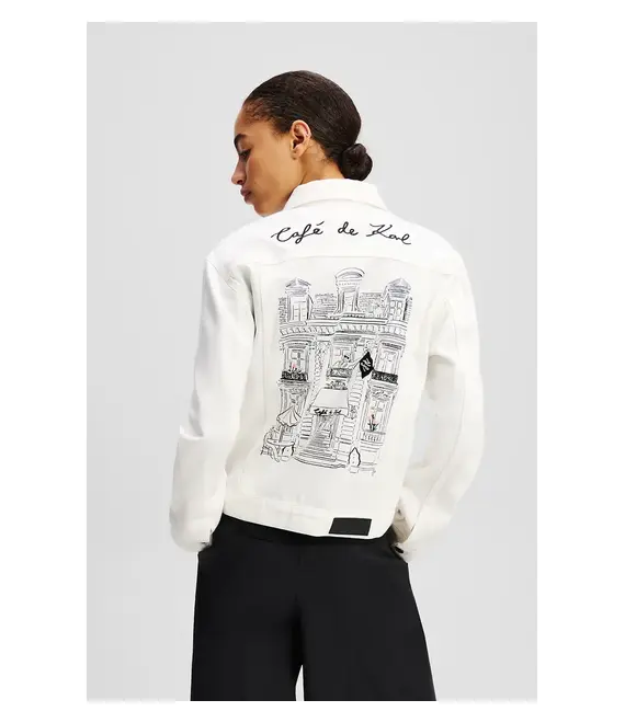 Βαμβακερό τζιν μπουφάν Karl Lagerfeld χρώμα: άσπρο, A2W14028