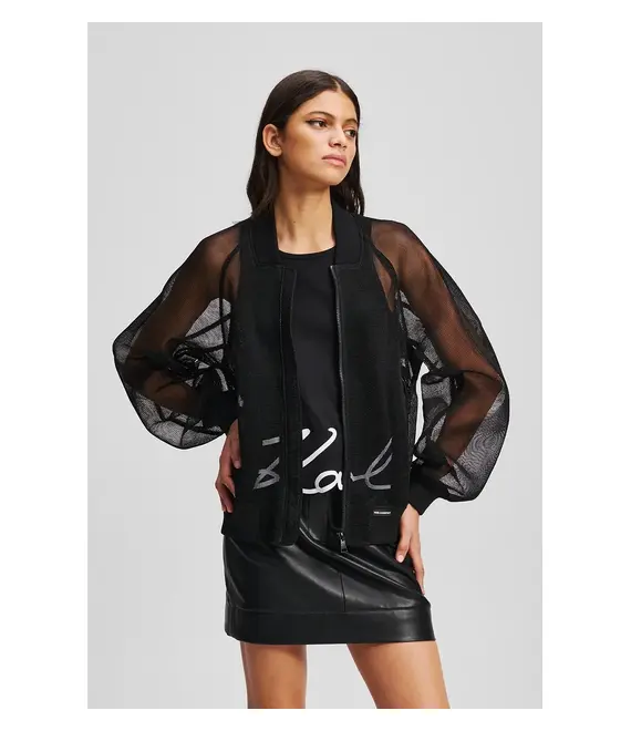 Μπουφάν bomber Karl Lagerfeld χρώμα: μαύρο, A2W14045