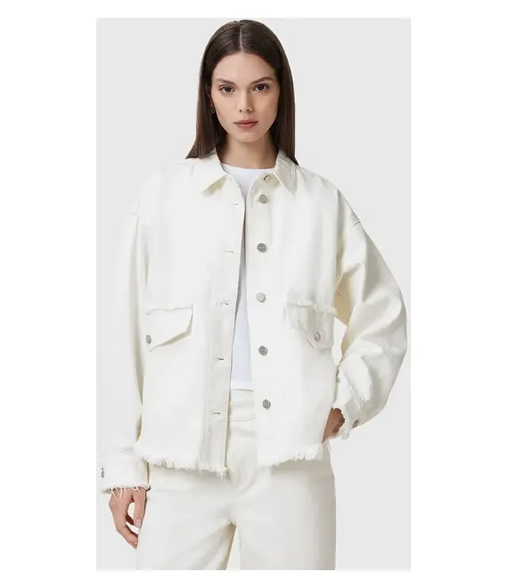 Τζιν μπουφάν AllSaints HETTIE FRAY χρώμα: άσπρο, W007PC