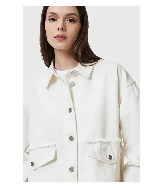 Τζιν μπουφάν AllSaints HETTIE FRAY χρώμα: άσπρο, W007PC
